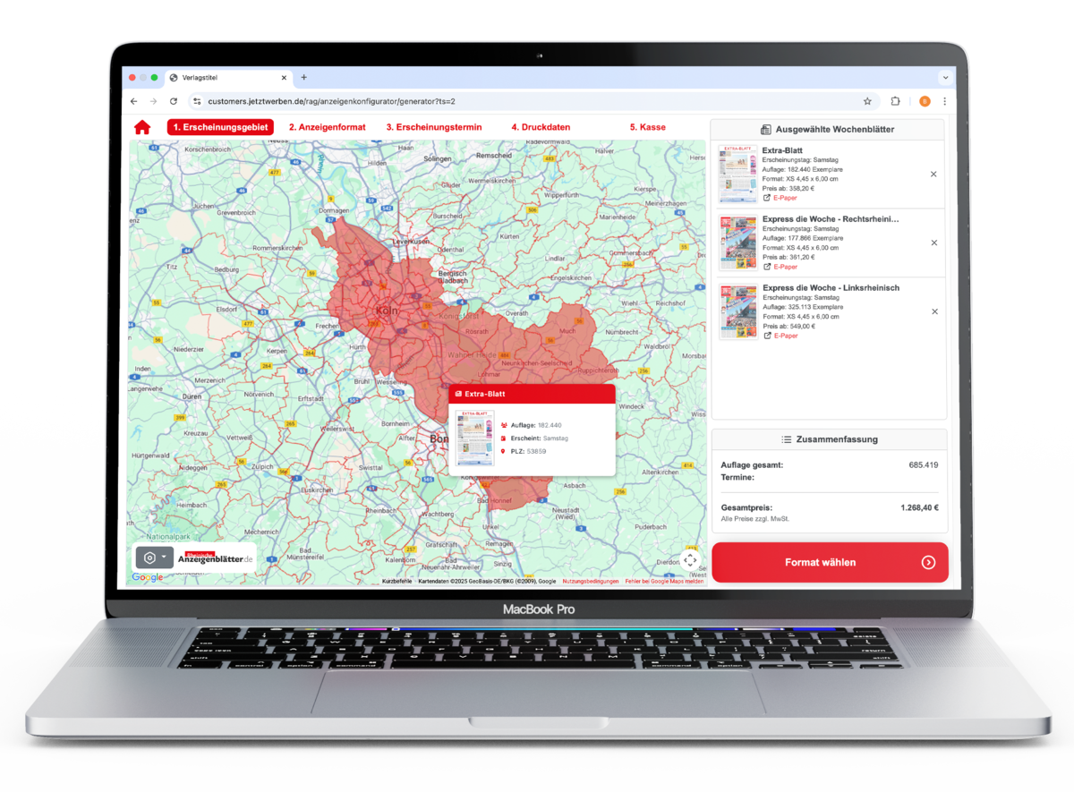 Anzeigen-Konfigurator für Köln und Umgebung
